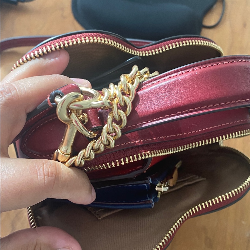 Coach Cherry Print Round Crossbody in Burgundy and Pink - Picture 14 of 14